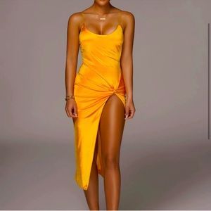 JLUXLABEL Vibrant Yellow Midi Dress